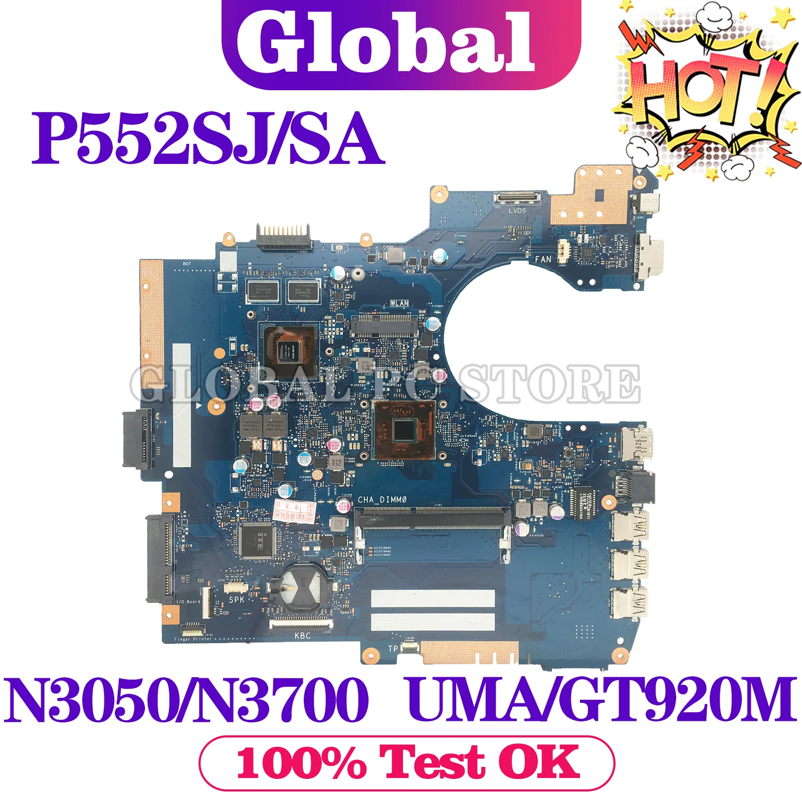 

P552S Mainboard For ASUS Pro552SJ Pro552SA PE552SJ P552SA PX552SA P552SJ PE552SA PX552SJ Laptop Motherboard N3050 N3700 DDR3L