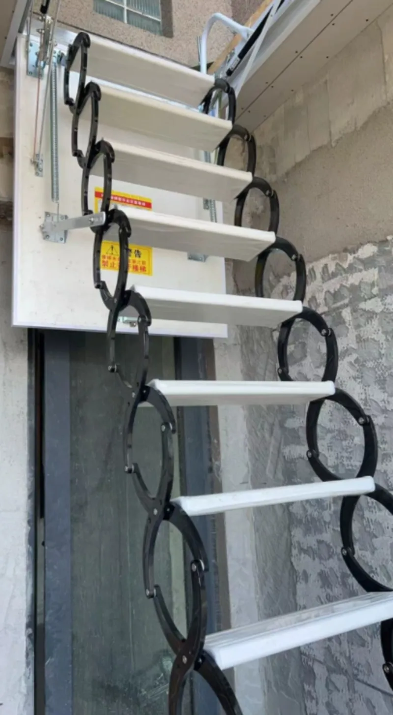 سلم منزلي قابل للسحب مثبت على الحائط سلم قابل للطي مثبت على الحائط داخليًا وخارجيًا #4