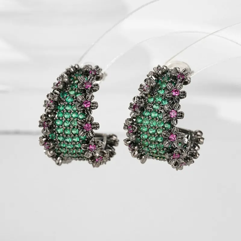 حلق صغير أخضر عتيق من Bilincolor للنساء