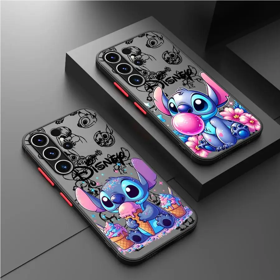 Disney Lilo Stitch Cute Matte Case For Samsung Galaxy S24 S22 S23 S20 S21 FE S10 Plus Note 20 Ultra 10 Lite Phone Fundas