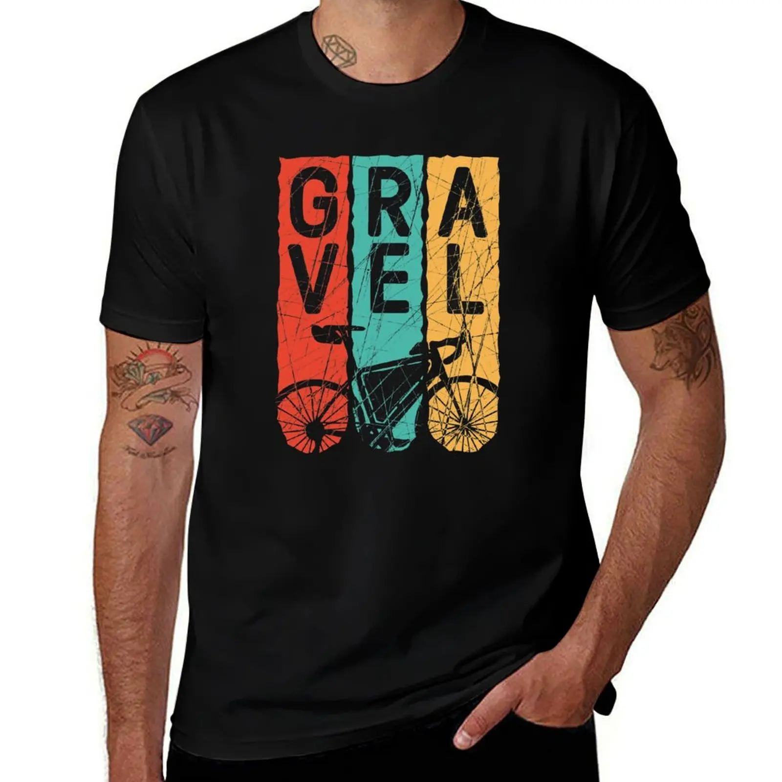 Vintage Gravel Bike Bikepacking Cyclocross Lover Gift T-Shirt High Elasticity Sports T-Shirt