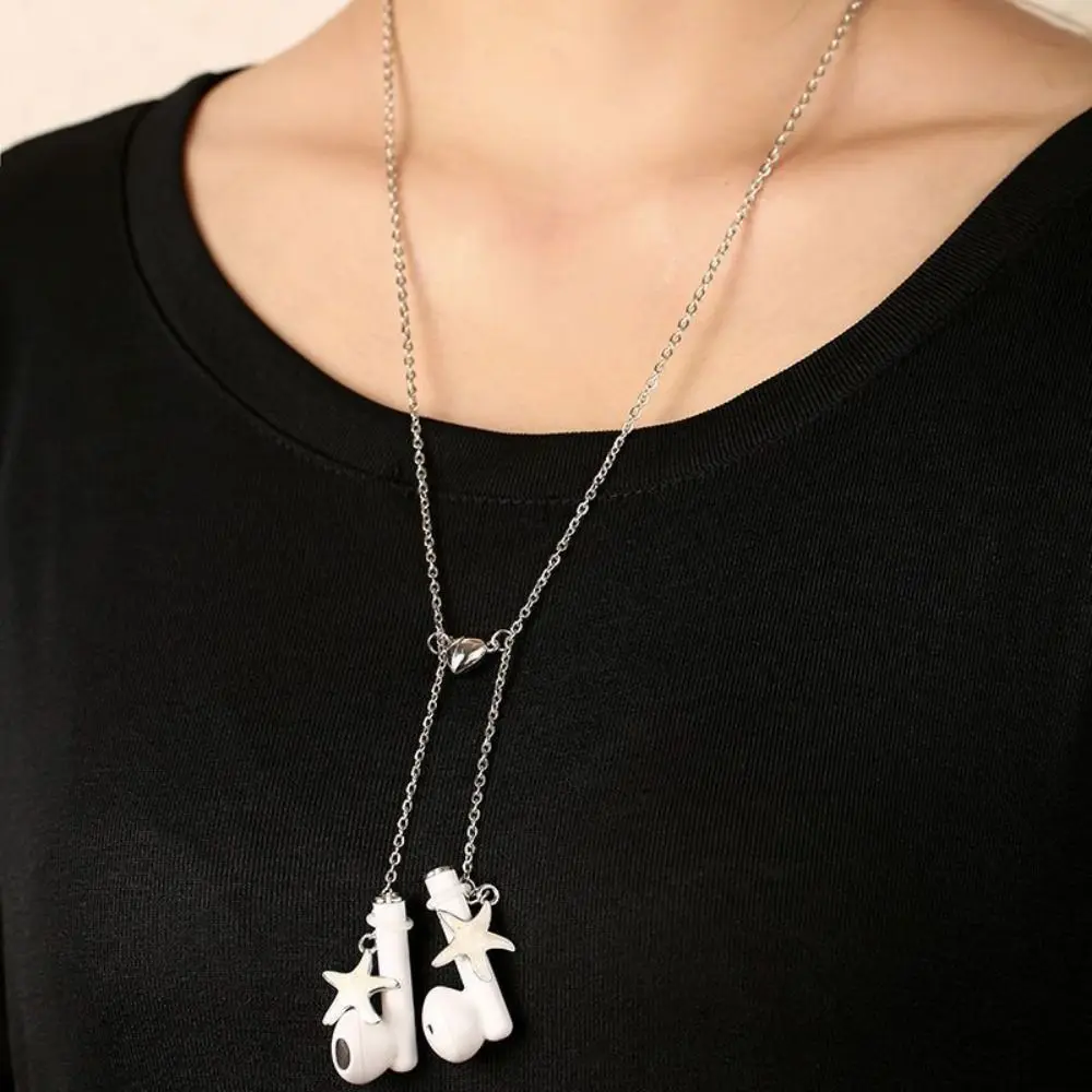 Zinc Alloy Starfish Anti-lost Earphone Chain Holder Clips Protection Chain Bluetooth Earphone Holders Universal Neck Decor
