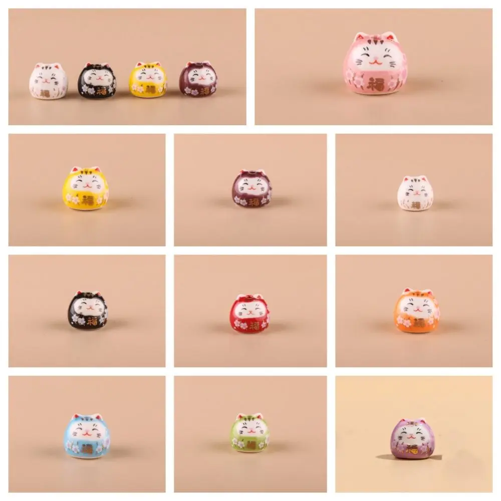 1 pc DIY Lucky Cat Bead Bracelet Key Chain Maneki Neko Bead Chinese Style DIY Accessories Handmade Jewelry Accessories Gift