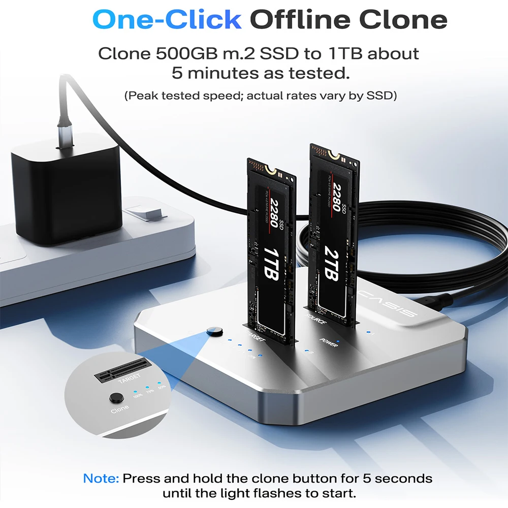 Acasis 20Gbps Dual-Bay M.2 NVME SSD Enclosure SSD Duplicator Offline Clone USB 3.2 Type-C Gen2 to NVMe Docking Station for PC — zdjęcie produktu 3