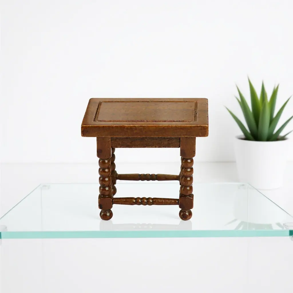 

Mini Classical Wooden Side Tea Table Small House Decoration Ornament for Collectors Accessories House Tea Table