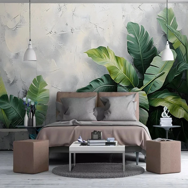 MU8048  Mural Wallpaper Creative Golden Leaf Feather Fresco Art Wall Painting Living Room Bedroom TV Backdrop Home Decor Poster