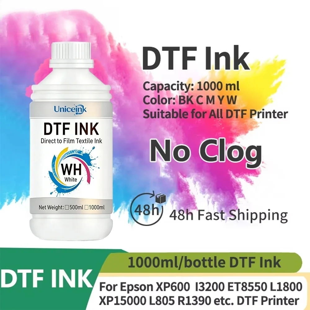 Tinta de Transferência DTF 500ML, Tinta DTF 1000ML/Garrafa para Cabeçotes de Impressão Epson DX5 DX7 4720 XP600 L1800 1390 L805 L3200, Tinta para Impressora DTF