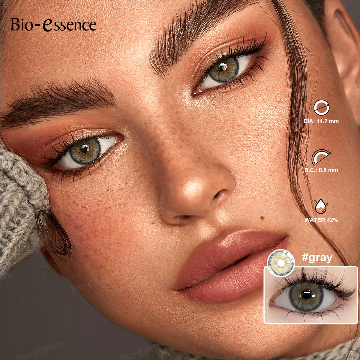 Bio-essence 2 Stück Farbige Kontaktlinsen Hochwertige Graue Linsen Natürlicher Look Braune Kontaktlinsen Blaue Farbige Pupillen Kosmetische Schönheit – Detail 9