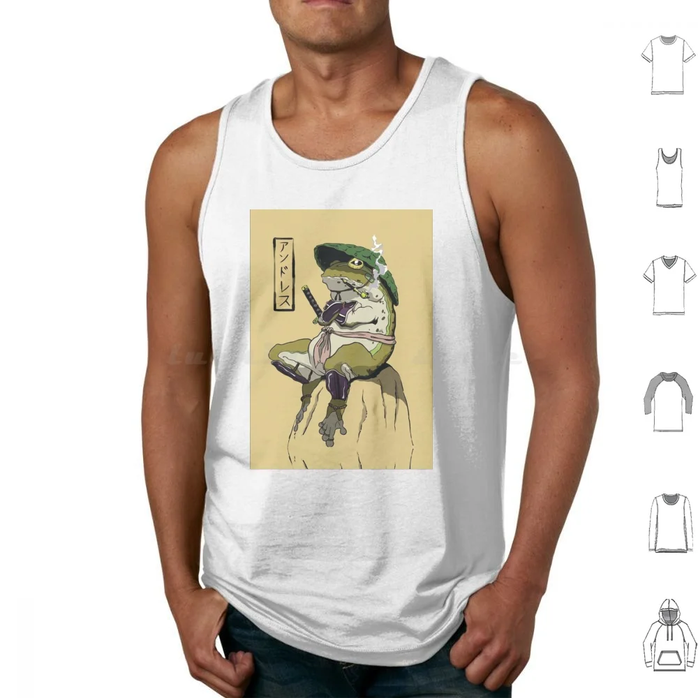 Frog Tank Tops Print Cotton Frog Japanese Japan Katana Sword Toad Frogs Anime Frog Bushido Animal Manga Funny Cute