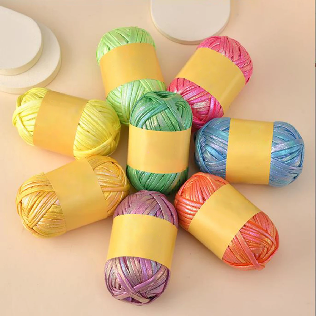 100g Imitation Leather Shiny Crochet Yarn DIY Hand Knitting Yarn Ball For Bag Blanket Cushion Knitting Crochet Yarn