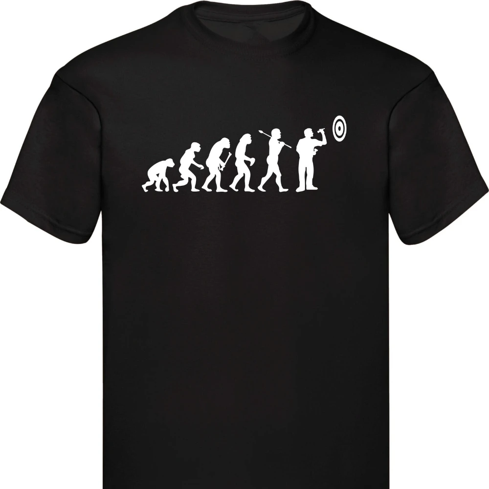 Funny Darts Evolution T-Shirt From Ape To Darts Player Silhouette Graphic Printed Tee Mens Daily Life Casual Summer Cotton Tops