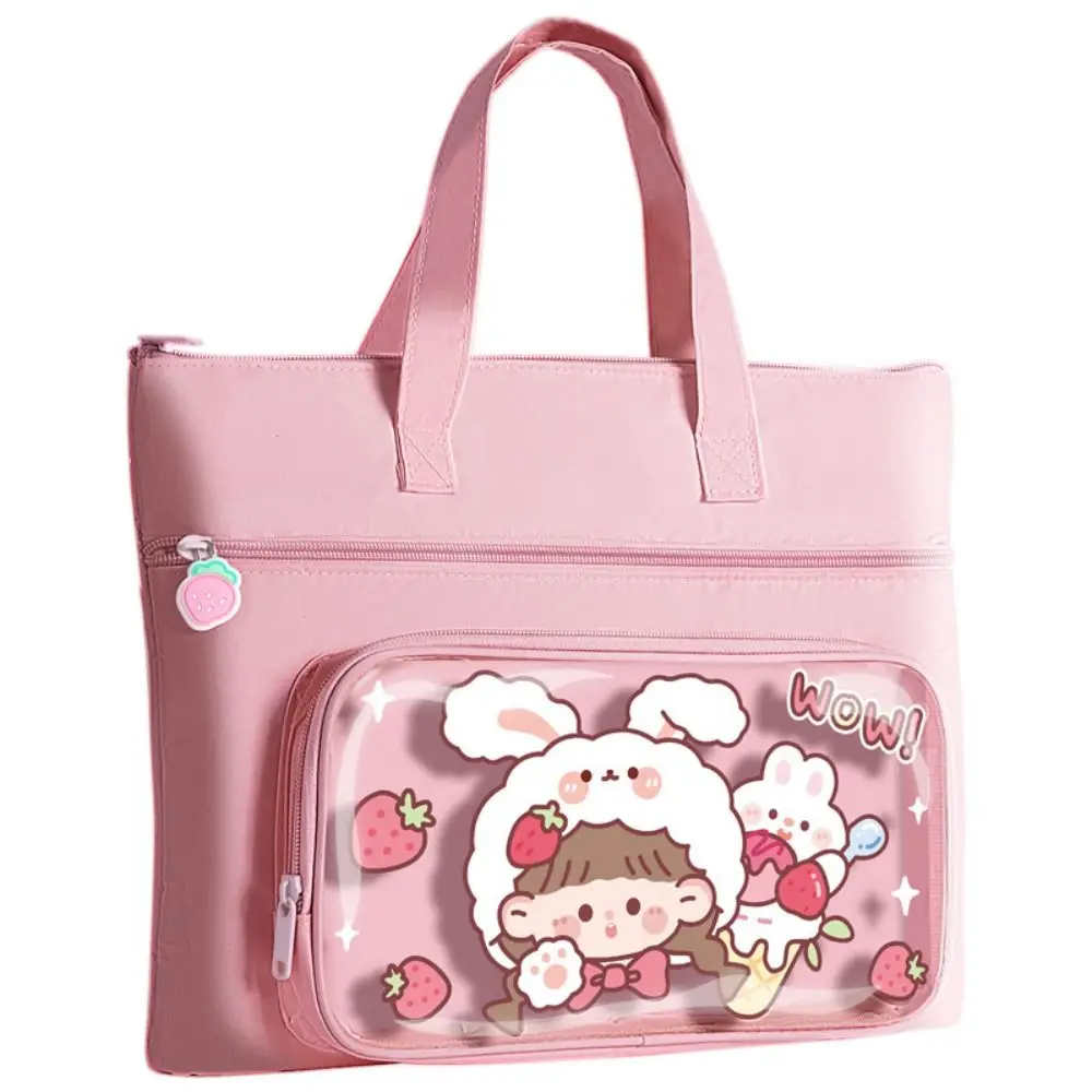 Multifunction Cartoon Tote School Bag High Quality 3-Layer Canvas Tutorial Bag Students A4 File Bag Art  Storage Bag