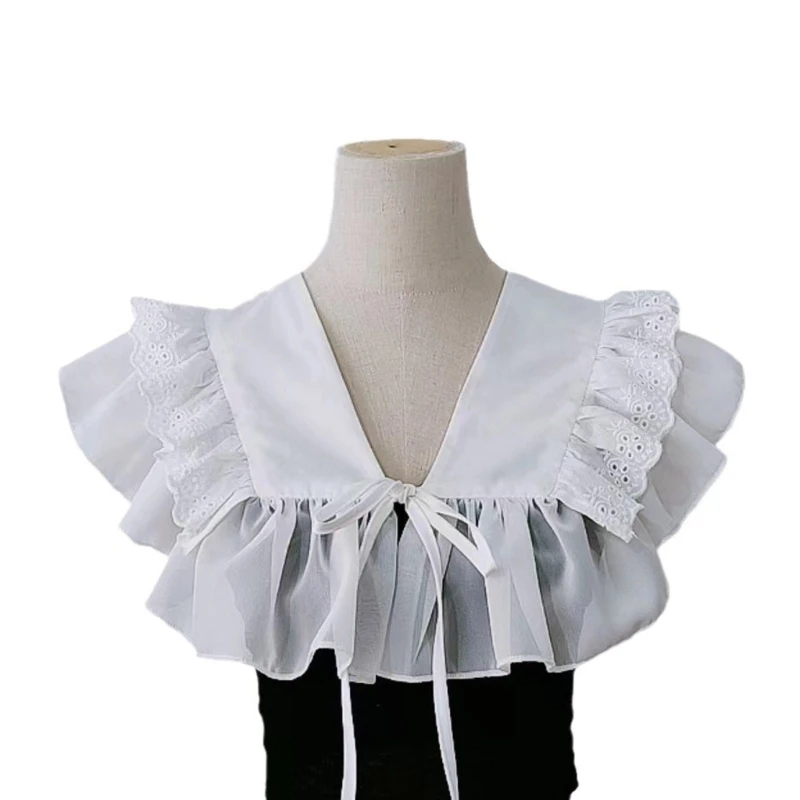 

Victorian Ruffled Collar Elegant Sweet Girls Blouse Collar Lapel Shawl Decorative Lapel for Lady Medieval Cosplay