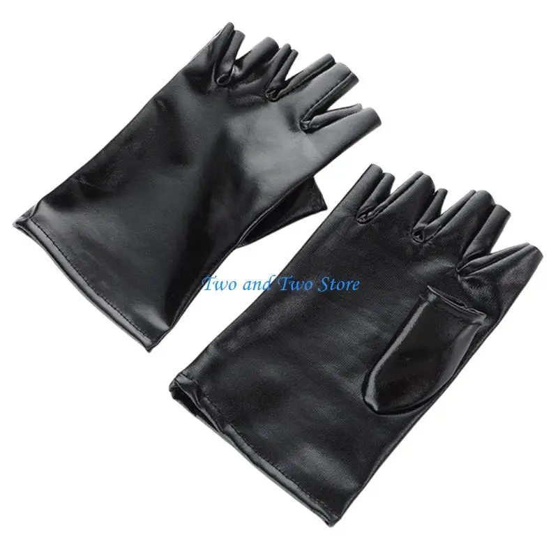 

HX6F 2pcs Women's Half Finger Leather Gloves Fashionable Mittens Comfortable Gloves for Evening Wear
