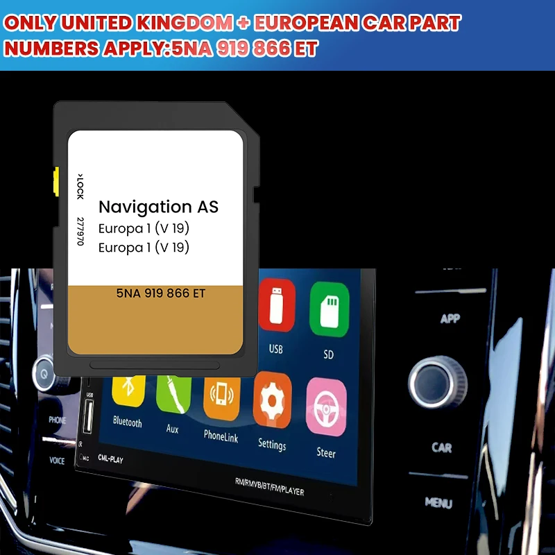 2024 for Volkswagen MIB2 V19 32G Maps SD Card Volkswagen Satellite Navigation SD UK + Europe Car GPS SD Card