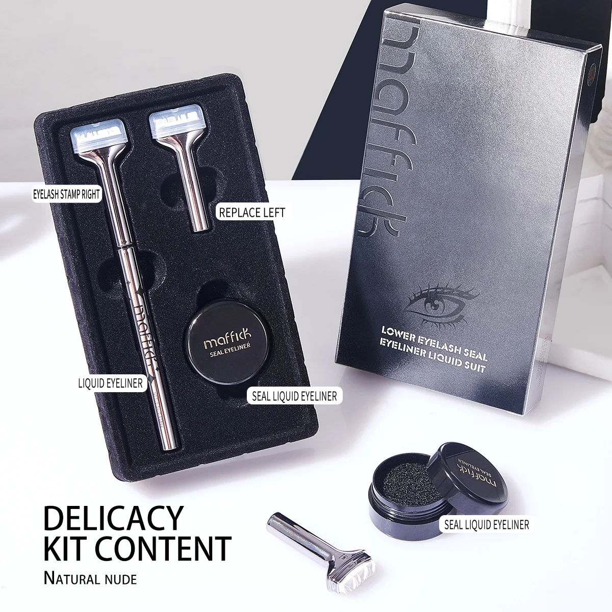 下まつげスタンプペン防水ナチュラル長持ちアイライナー、汚れなし、初心者に適したコンビネーションパック、色褪せなし