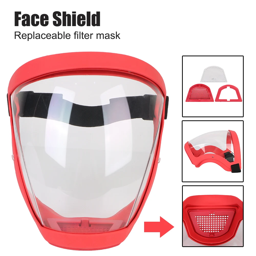 Full Face Shield With Filters Motorcycle Bicycle Cycling Dusting Mask Oil-splash Proof Mask Kitchen Tool Protection Face Cover