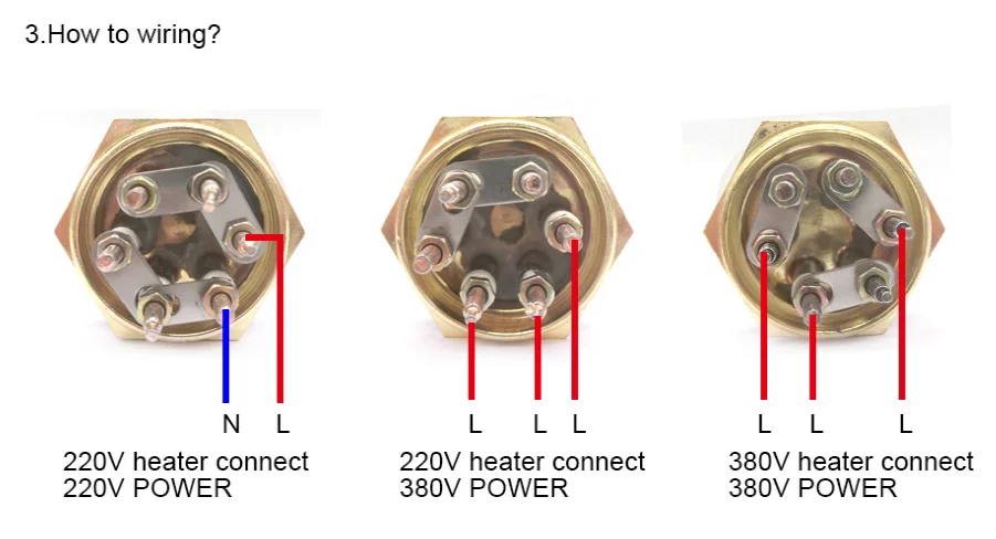 LUJINXUN Electric Water Heater DN32 DN40 DN50 Immersion Heating Element SUS304 220V Tubular Booster 3KW 4.5KW 6KW 9KW 220V 12KW