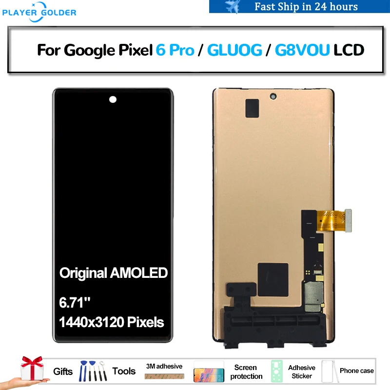 Original AMOLED For Google Pixel 6 Pro GLUOG G8VOU Pantalla lcd Display Touch Panel Screen Digitizer Assembly Replacement Parts