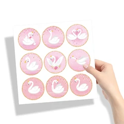 KK182 180pcs Cartoon Anime Kawaii Crown Swan Birthday Party Stickers Gift Sealing Label Baking DIY Wrapping Gift Bag Decors Tags