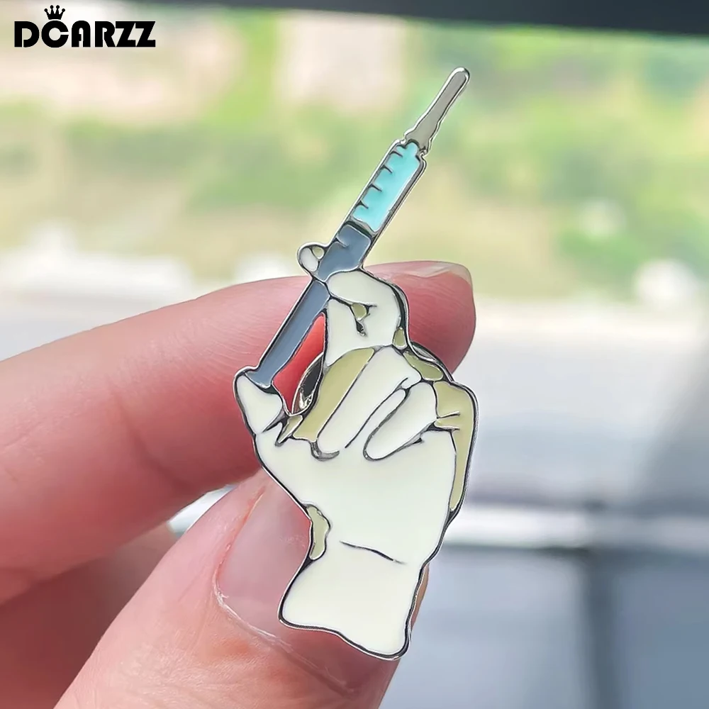 DCARZZ Medical Syringe Infusion Enamel Brooch Pins Injection Doctor Nurse Medicine Lapel Backpack Hat Badge Jewlery Gifts