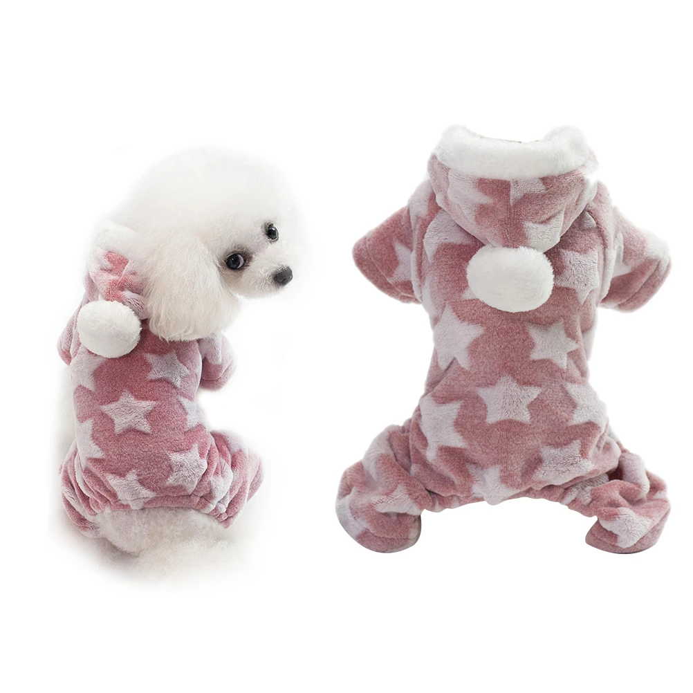 

Star Pattern Fleece Dog Coat for Autumn Winter Warm Hoodie Pet Clothes Small Medium Large Sizes Available Pink Xl
