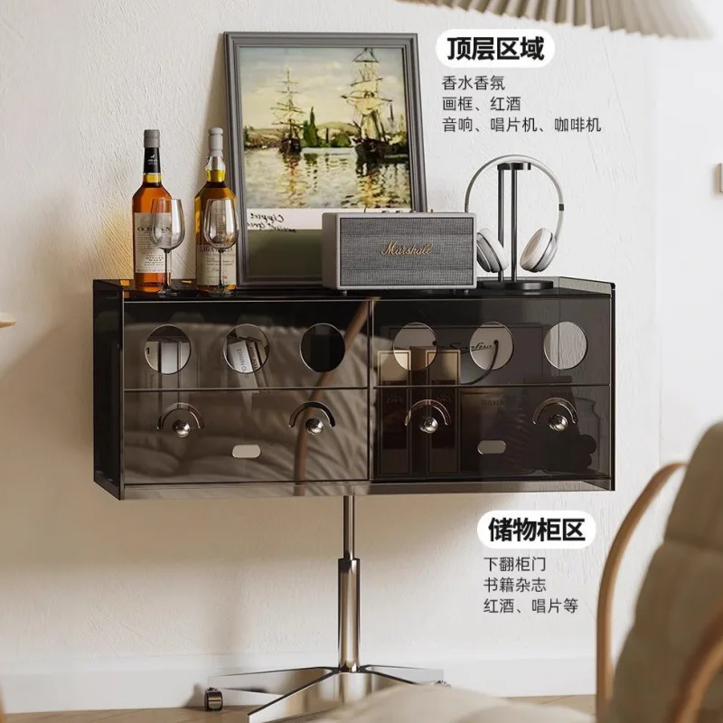 Retro vinyl record player mobile magazine  living room sofa TV side low cabinet display storage locker