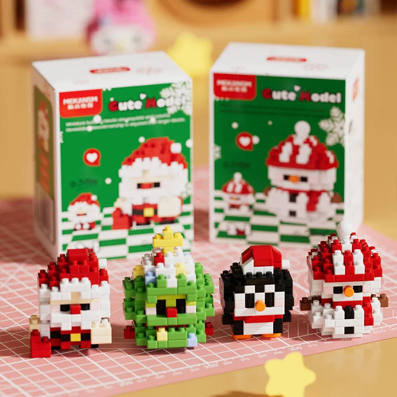 Christmas Tree Penguin Mini Building Blocks Toys for Kids Boy 9 to 12 Year Old Adult Diy 3d Constructor Micro Bricks Girls Gifts