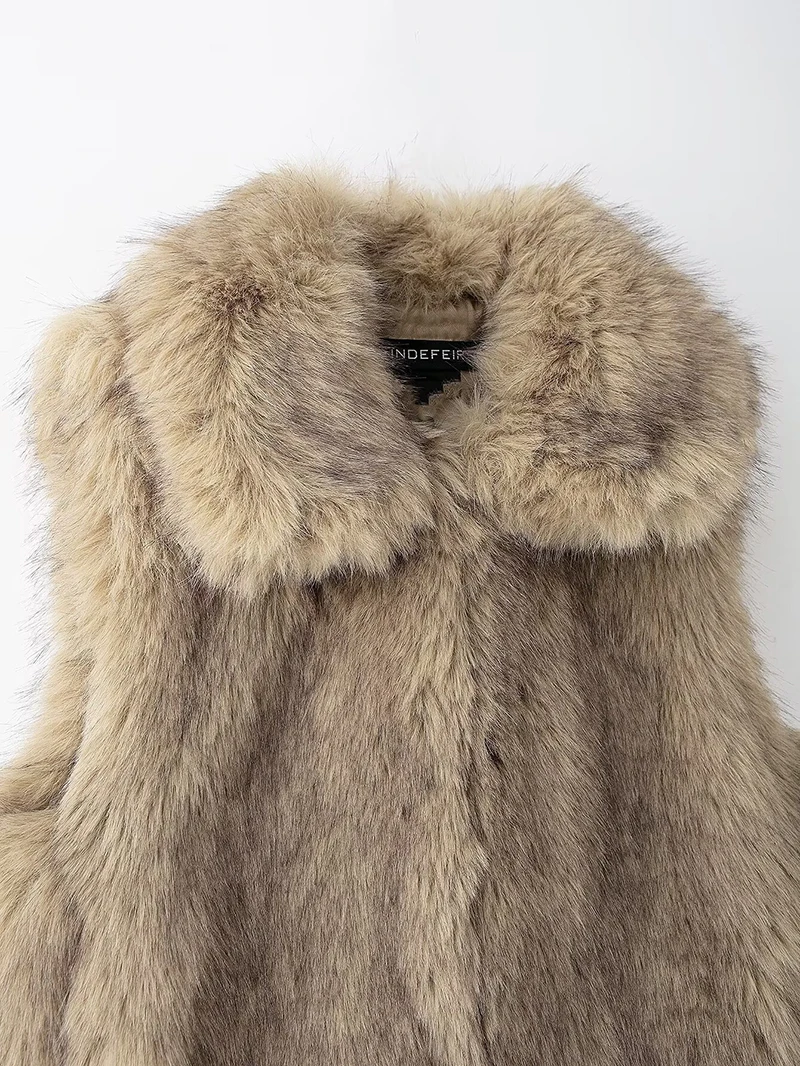 Nuova giacca calda in pelliccia sintetica alla moda Giacca in pelliccia di fascia alta con collo alto senza maniche Gilet da donna Shaggy con apertura sul davanti