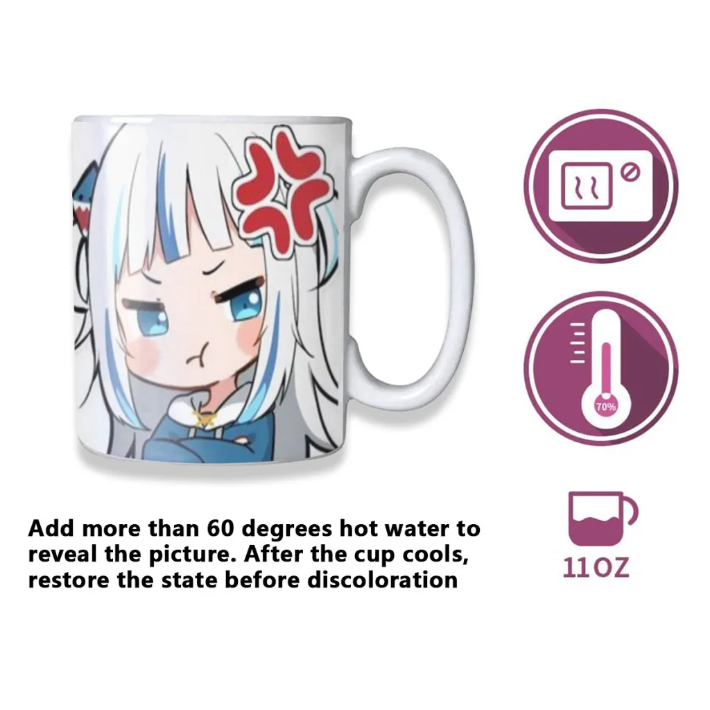 Hololive Gawr Gura Free shipping Mug Changing Color Ceramic Coffee Mugs Magic Tea Cup Best Gift