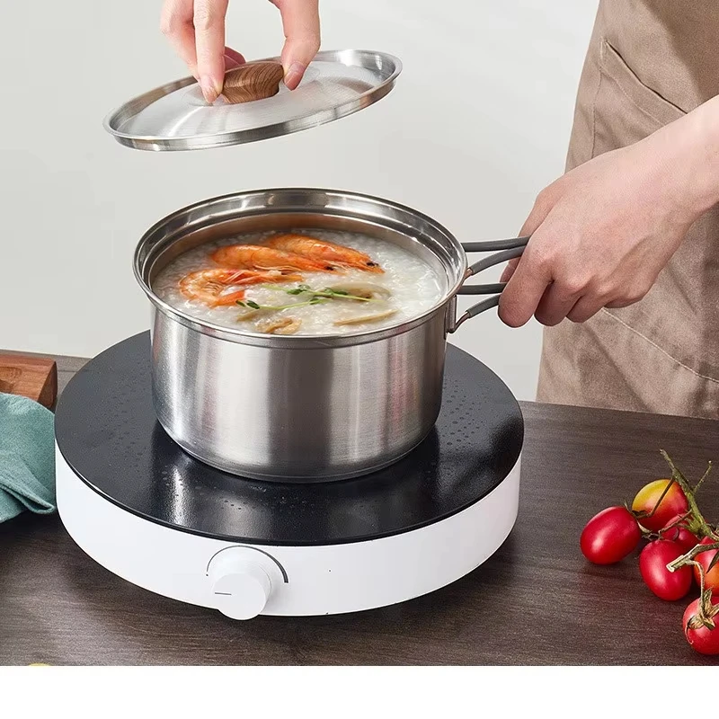 

Portable, stainless steel, outdoor, cookware set with storage bag, family camping cutlery including dish pans and frying pans