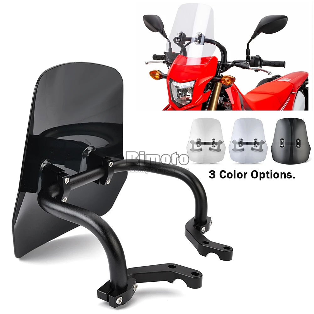 Parabrezza Per Honda CRF250L/S 2021-2023, CRF250M, CRF300L – In Acrilico E Alluminio, Nero/Trasparente/Grigio
