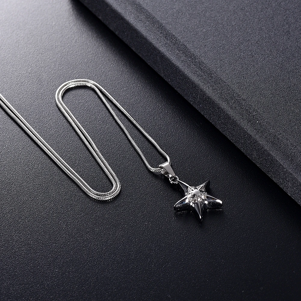 Five-pointed Star Cremation Memorial Necklace Urn For Human/Pet Ashes Locket Pendant Women Jewelry