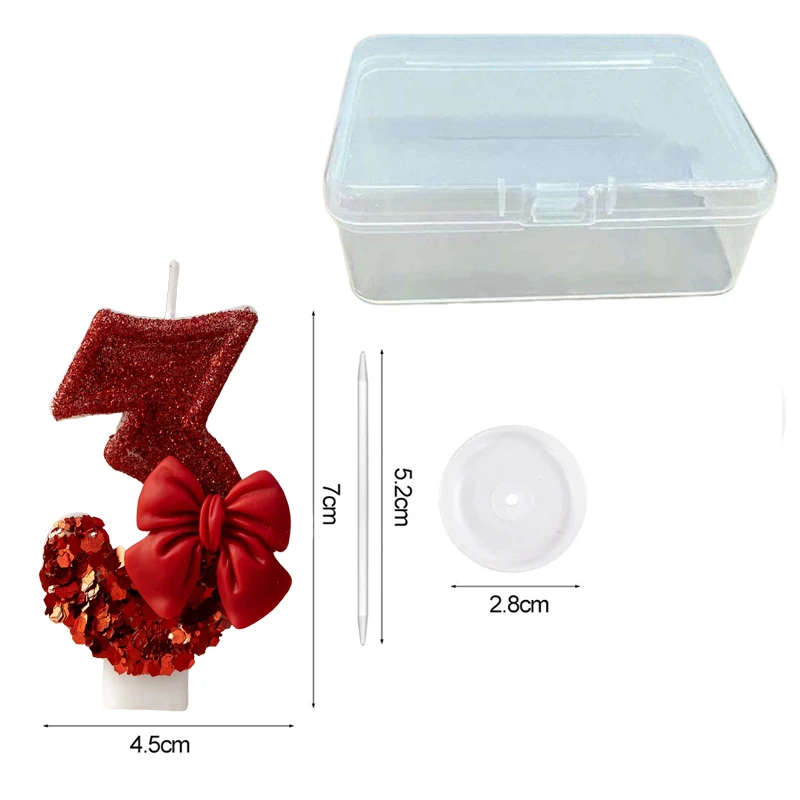 Red Bow Birthday Digital Candle - Creative Cake Decoration for Party Supplies