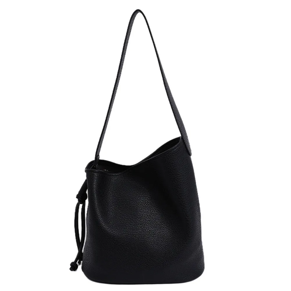 

Fashion Solid color Women Shoulder Bag Korean Leisure Soft Leather Bucket Bag Pu Leather Commute Underarm Bag Daily