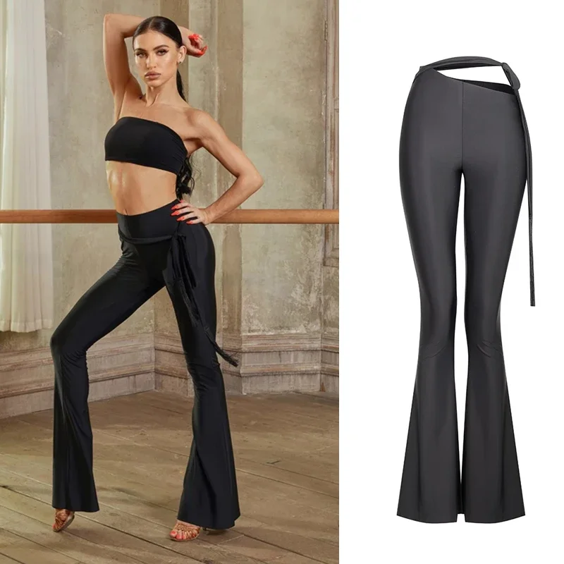 

Modern Dancing Pants Women'S High Waist Adults Ballroom Dance Trousers Female Latin Dance Flared Pants Training Suit SL10791