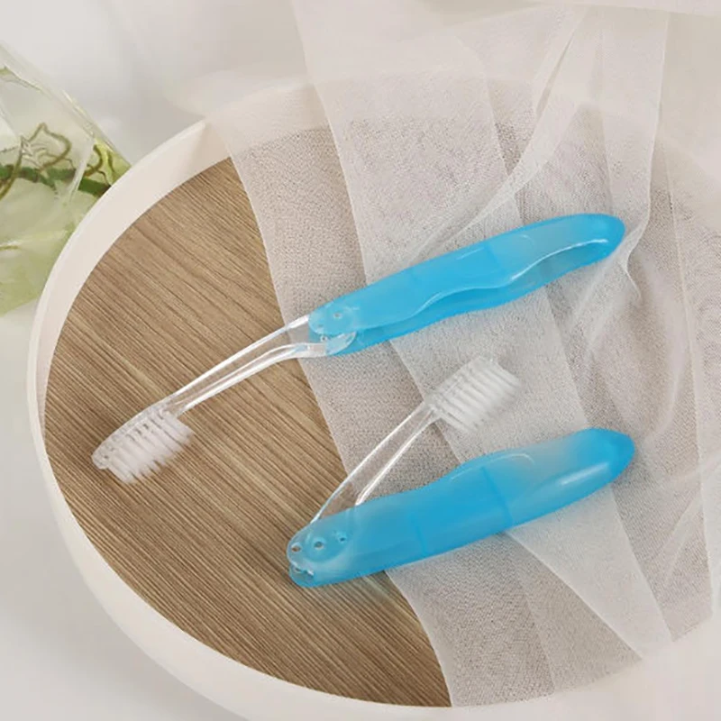 【K】 Hygiene Oral Manual Folding Travel Toothbrush, Full-head, Medium Bristles, Microfiber, Unscented, Portable And Easy To Clean