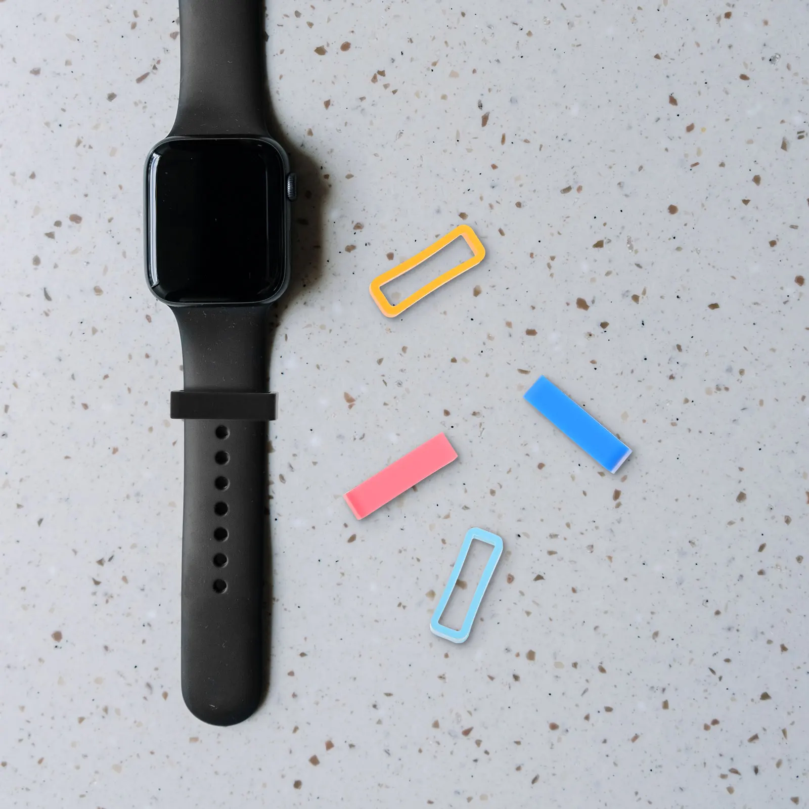 

12 Pcs Watch Strap Loop Silicone Rings 20CM Black Blue Pink Yellow Replacement Accessories Durable Comfort Fit