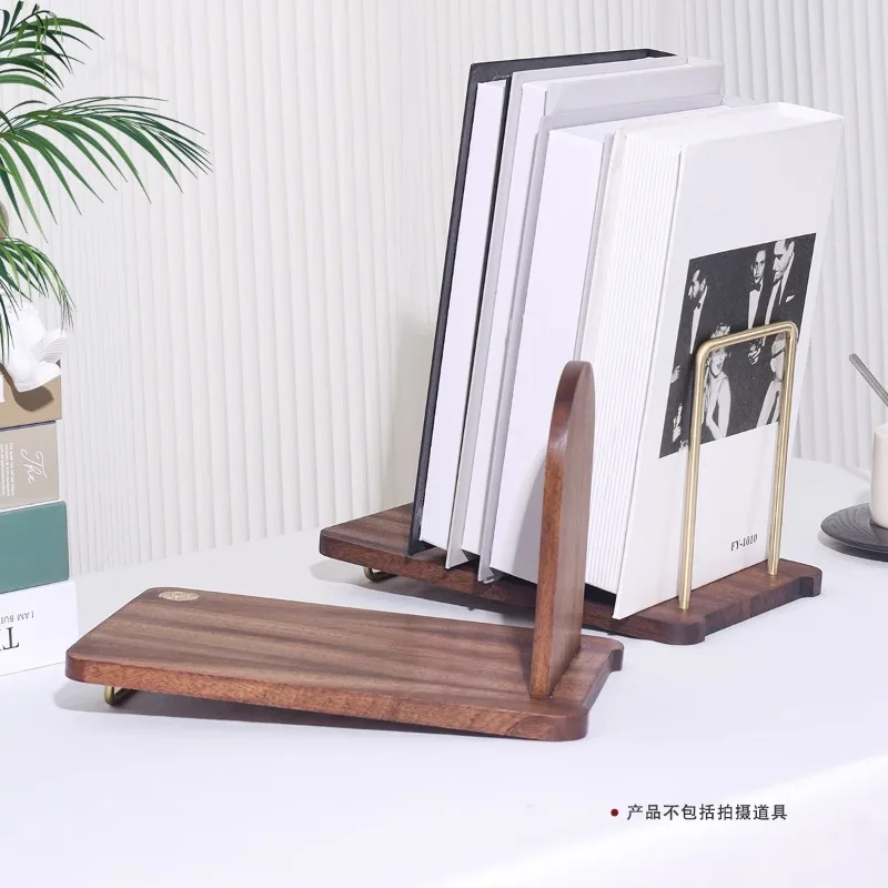 Solid Wood Desktop Book Organizer  Minimalist Study Desk Bookshelf  Space-Saving Tabletop Bookend with Anti-Mold Finish