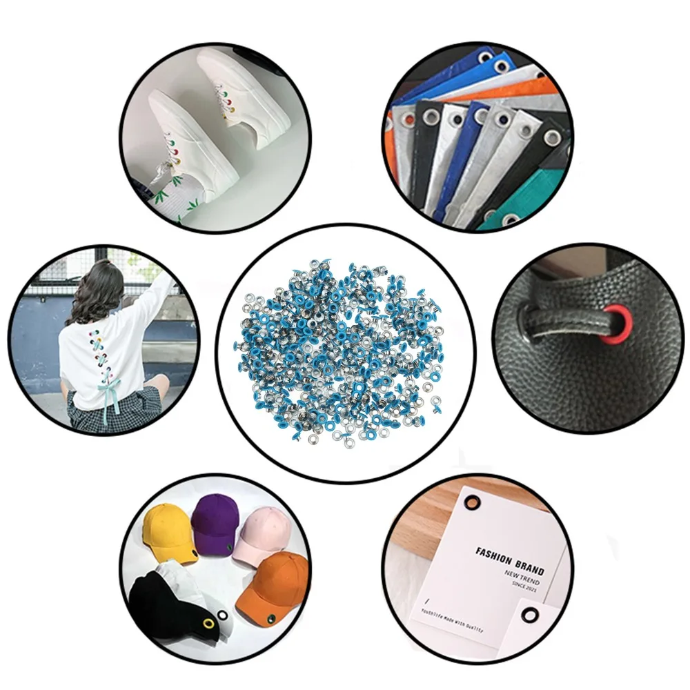 500pcs 4.5mm Hole Eyelet Grommets Kit Yellow & Blue Fine Workmanship Metal Eyelets Kit Round Grommets Set For DIY Projects
