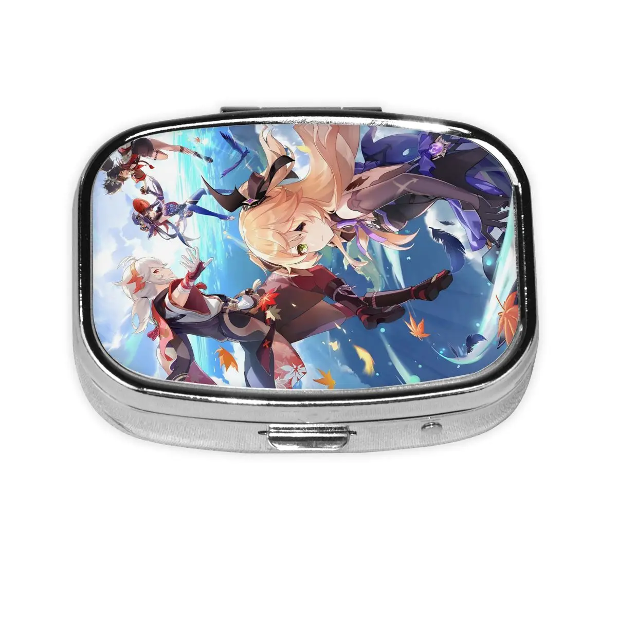 

Custom G-Genshins I-Impacts Square Pills Boxes Manga Game Cartoon Anime Small Metal Pill Organizer Medicine Box Dispenser