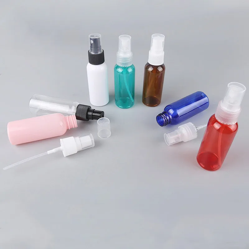 200pcs Round Spray Bottles 1.7oz/50ml Clear Empty Fine Mist Plastic Mini Travel Bottle Small Refillable Liquid Containers