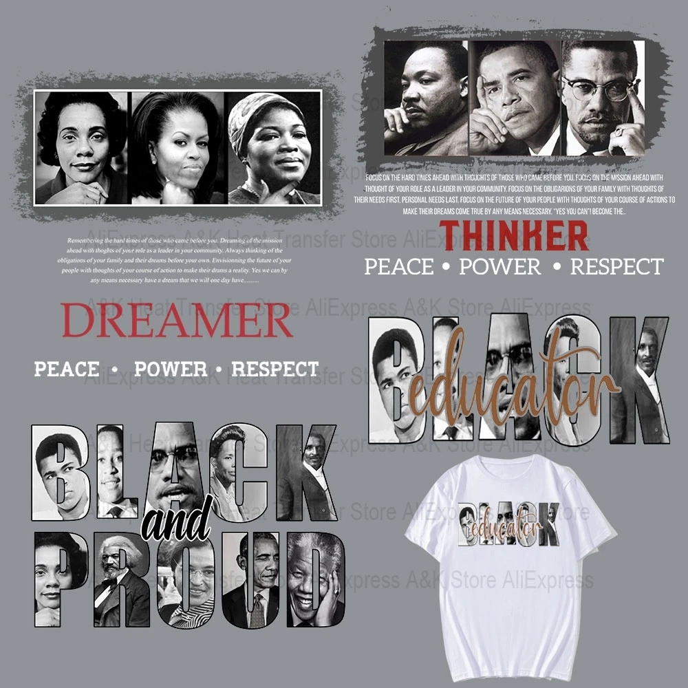 

Black and Proud Iron On Heat Transfer For Clothing DIY A-Level History Month Patches On Clothes Nana Design Applique Decoration