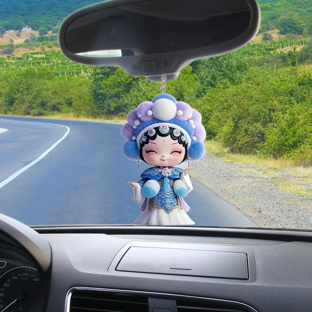 

Vibrant Car Decor Acrylic Car Pendant Cartoon Peking Opera Rearview Mirror Decoration with Lanyard Acrylic Pendant for Car