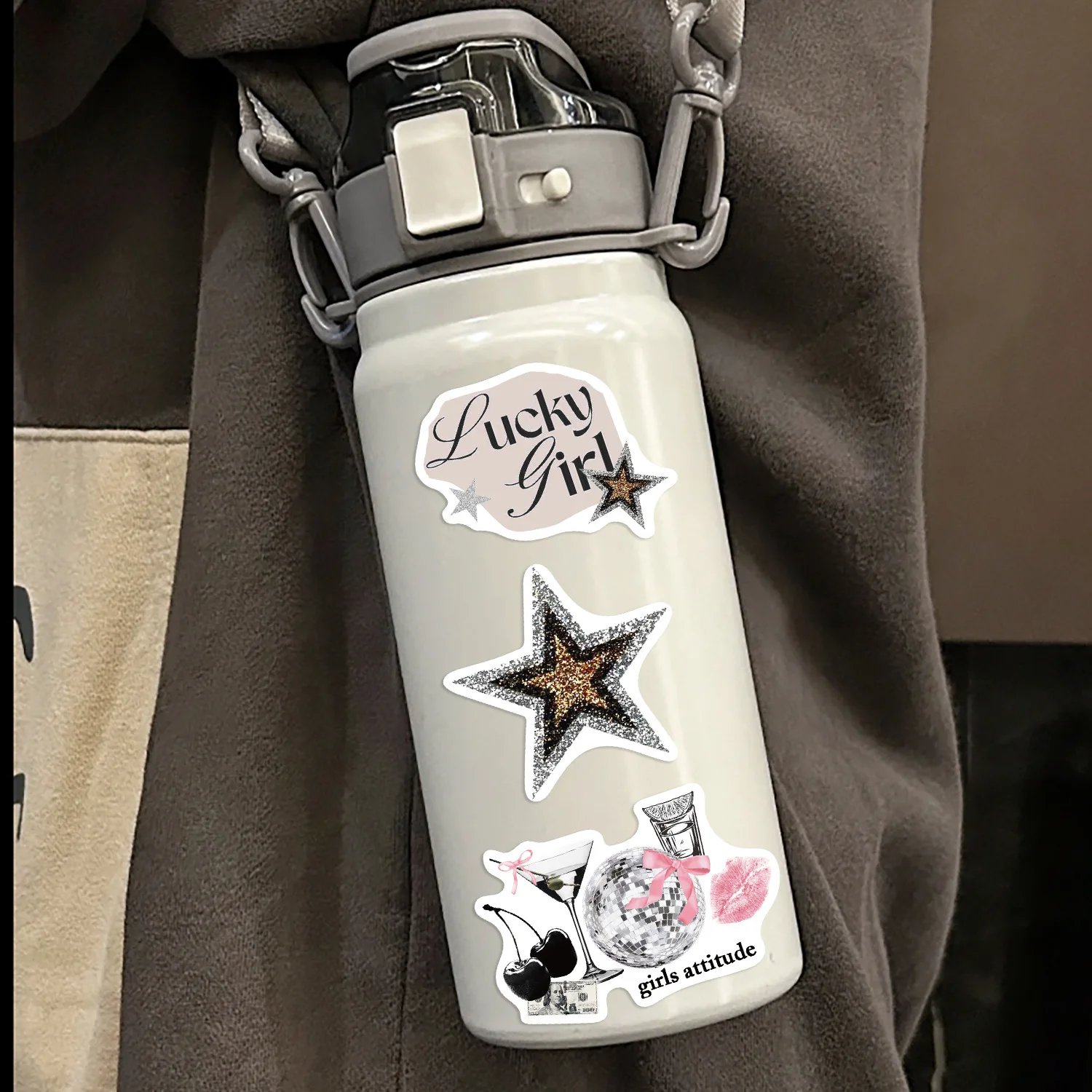 50 STKS Zilver Lucky Girl Sticker Cartoon Persoonlijkheid Creatieve Decoratie Water Cup Mobiele Telefoon Case Scooter Motorcycle Decal