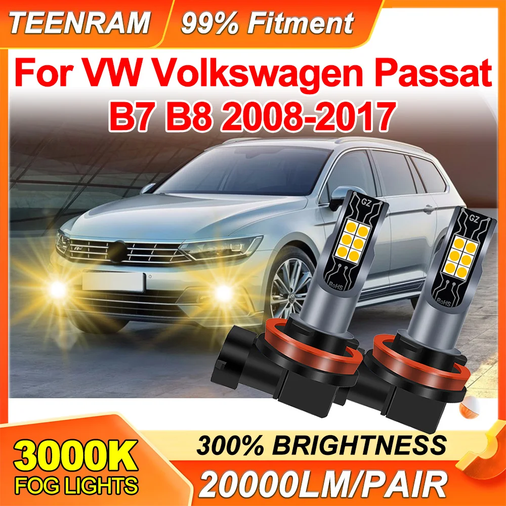 

2x LED Car Front Fog Light Bulb For VW Volkswagen Passat B7 B8 2008-2017 2016 2015 2014 2013 2012 2011 2010 2009 Auto Accessory