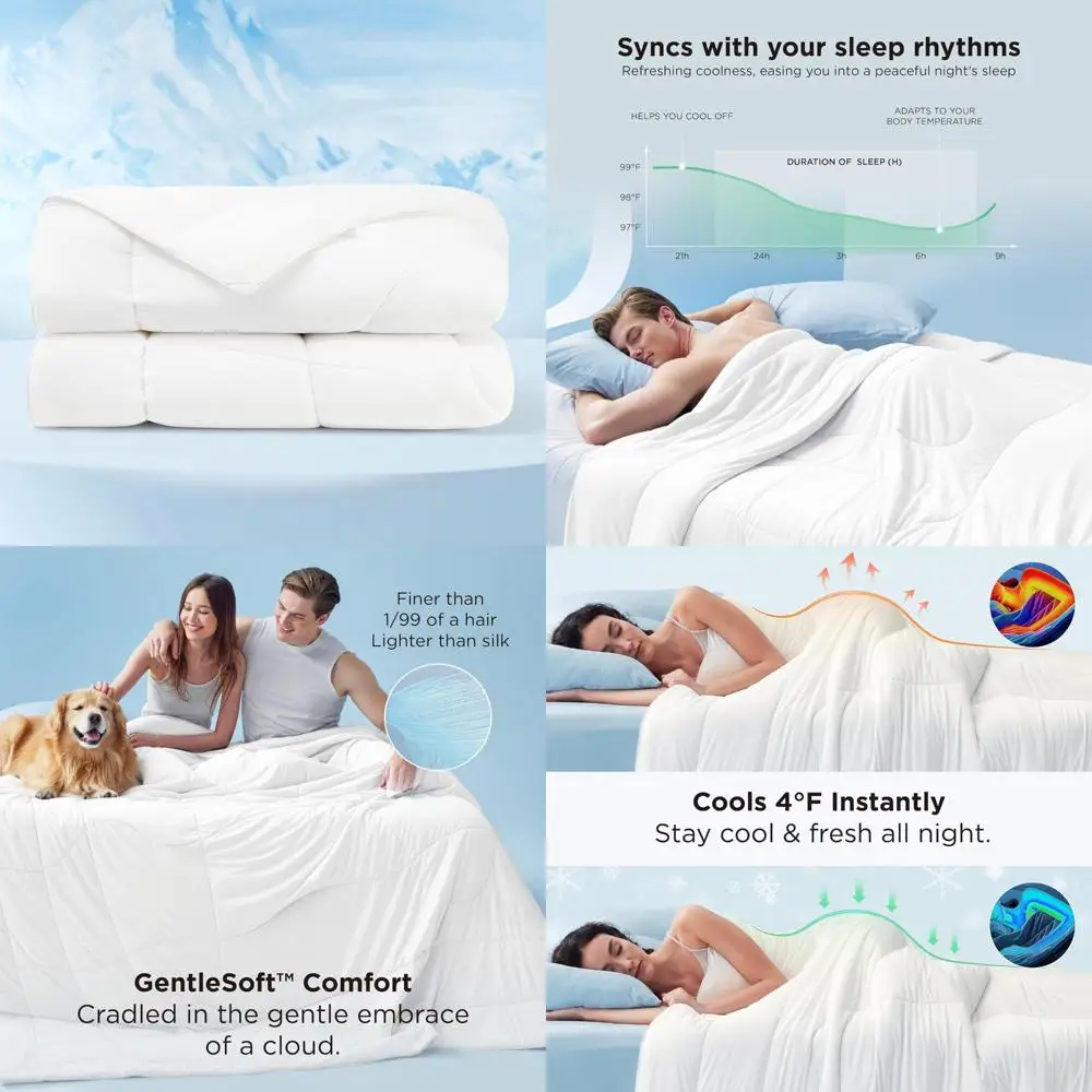 

Охлаждающее одеяло размера Queen — легкое летнее одеяло для горячих спален с двухсторонним комфортом охлаждения