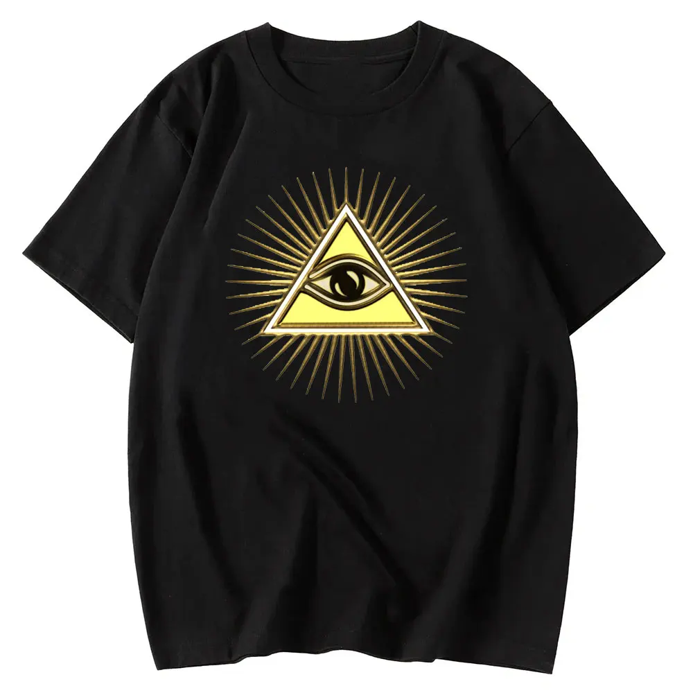 All Seeing Eye, Eye of Providence, Space, Galaxy, Sky, Gold, Freemasons Classic Tshirt Graphic Men Vintage Summer Clothes Cotton