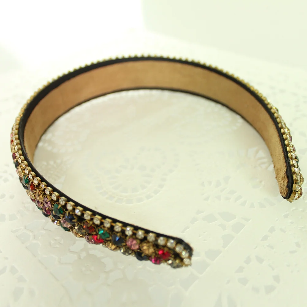 

Multi-Row Rhinestone Crystal Hair Hoop Wide Headband For Women Mixed Color Elegant Fashionable Daily Wear Party Halloween