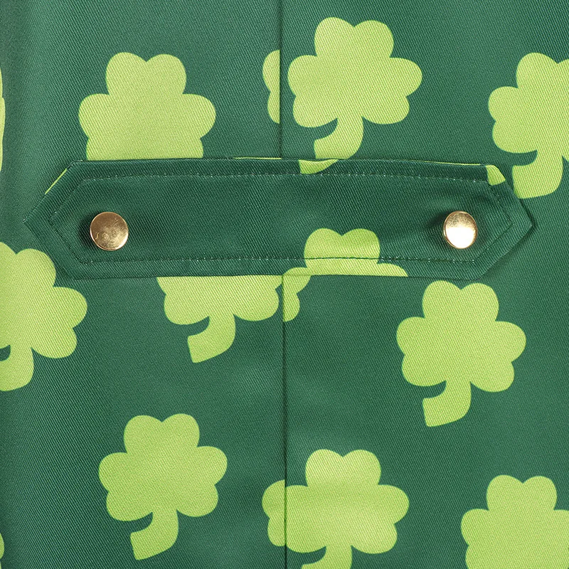 2025 Spring/Fall Irish Party Four-Leaf Clover Tuxedo  for Men with Hat,Halloween Irish Festival Printed Tailcoat,Ireland Costume - view 5